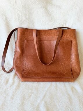 Madewell The Zip Top Leather Transport Tote Crossbody - Brown